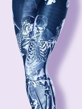BlackMilk Resurrection Blue Skeleton Leggings Small 2012 Rare BMC Museum Goth